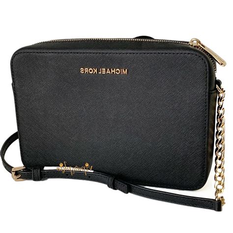 michael kors jet set travel large east/west crossbody - black|Michael Kors lg ew crossbody.